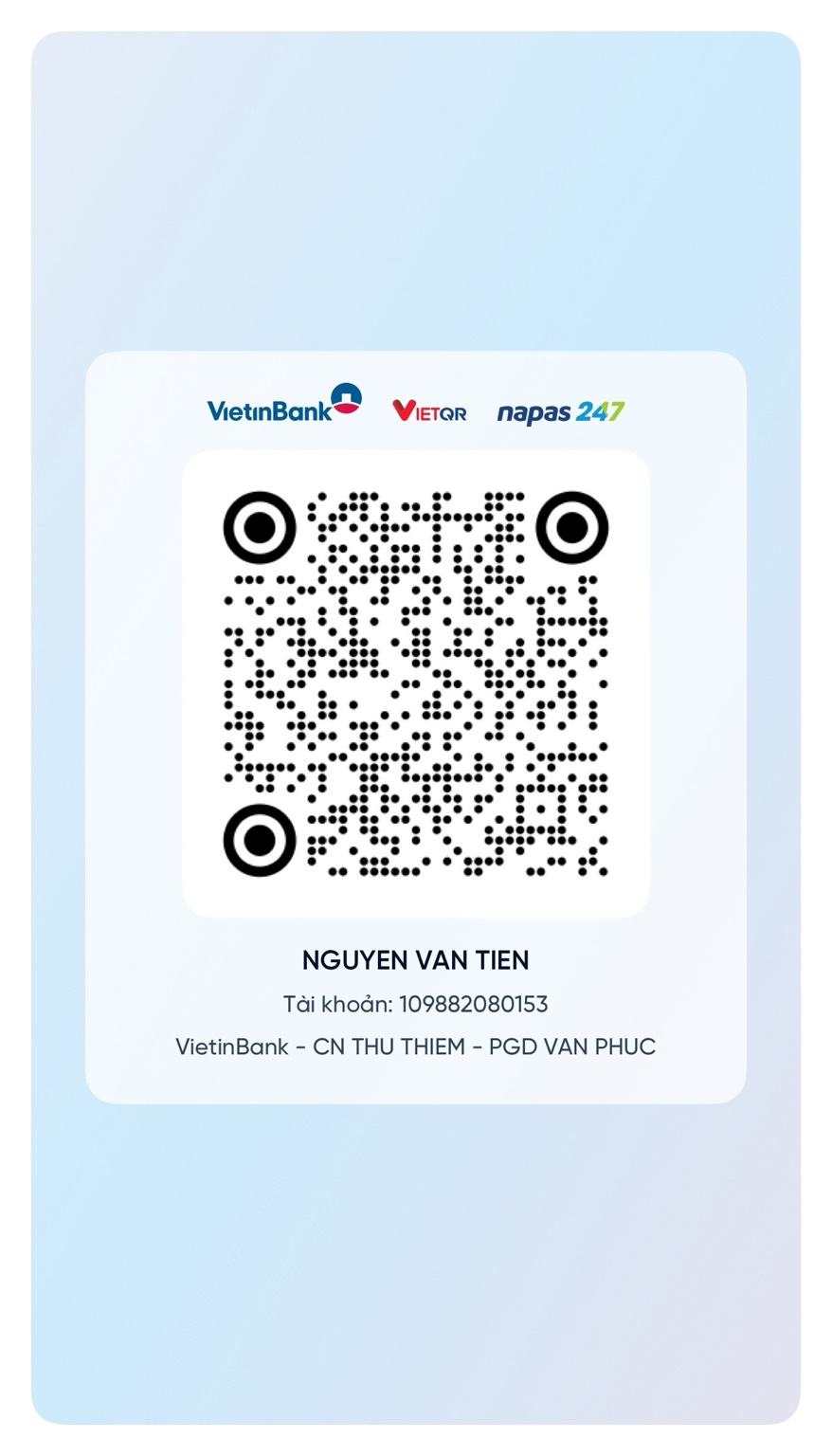 QR VietinBank ủng hộ